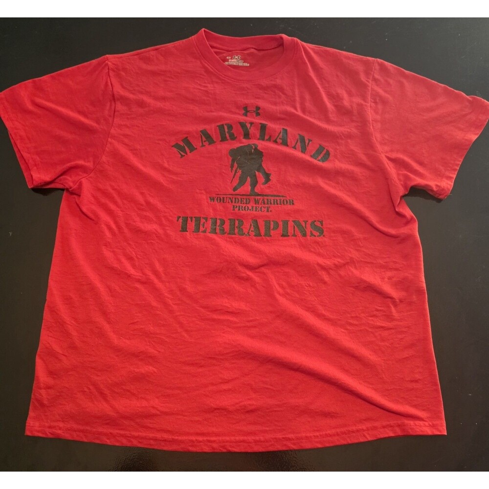 Maryland Terrapins Terps Red NCAA Under Armour Wounded Warrior Project T-Shirt M